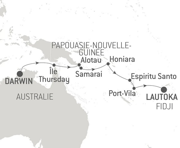 Carte Paul Gauguin, Darwin - Lautoka, île Viti Levu