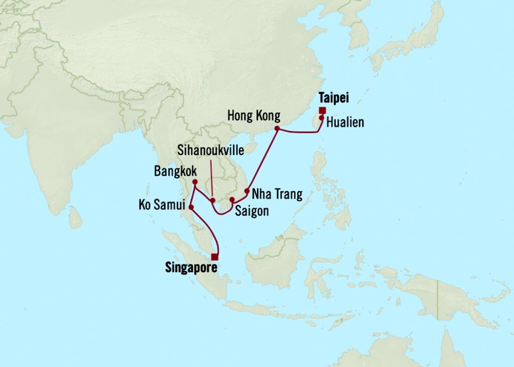 Croisière Oceania Cruises de 15 jours de Singapour à Taipei à bord du Regatta