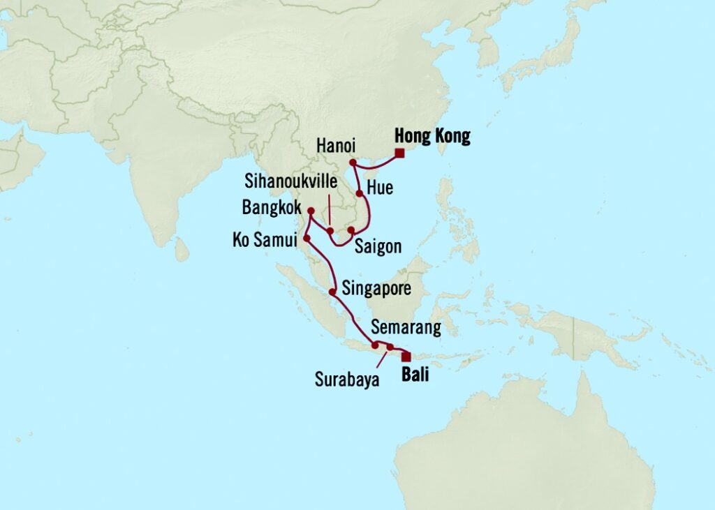 Voyage en Asie Oceania Cruises de 20 jours de Hong Kong à Bali à bord du Regatta