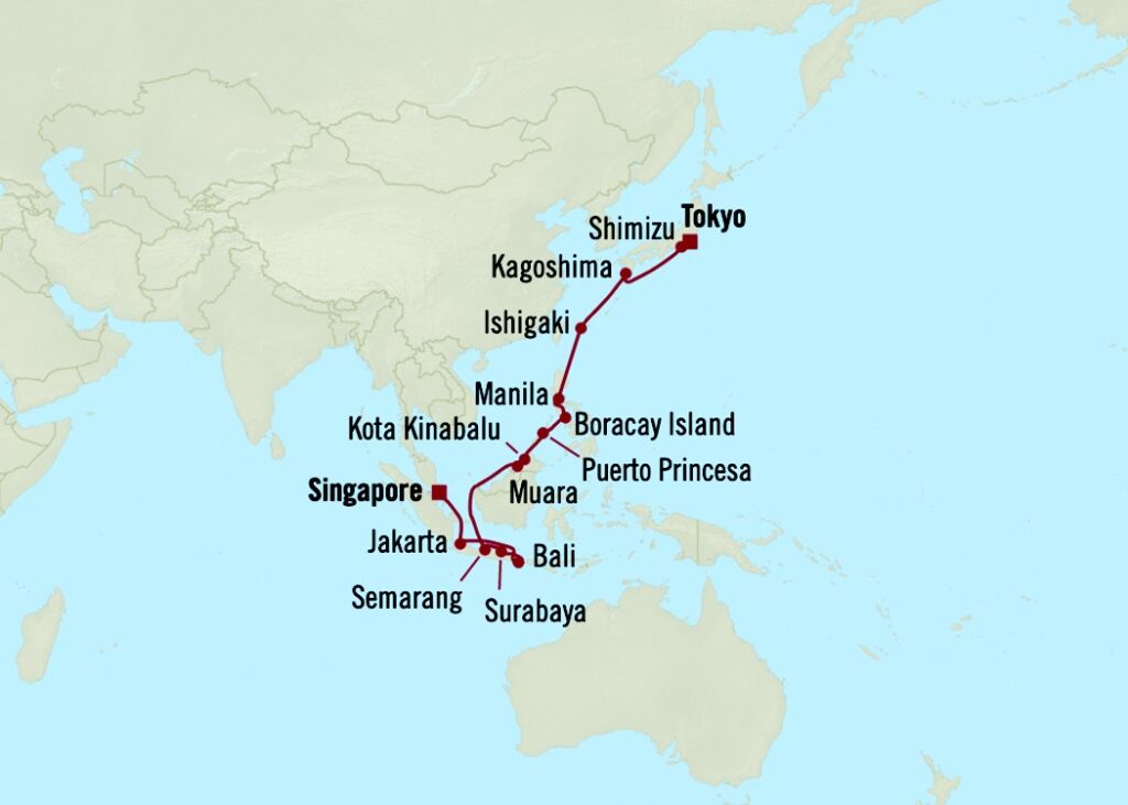 Oceania Cruises propose une croisière de 24 jours de Tokyo à Singapour à bord du Riviera